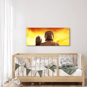 Obraz - Budha s červenožltým pozadím (120x50 cm)