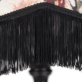 Stojacia lampa čierna s kvetinovým tienidlom a bielym interiérom 45 cm - Classico