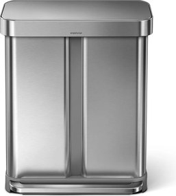 Pedálový odpadkový kôš na triedený odpad z nerezovej ocele 58 l Dual - simplehuman