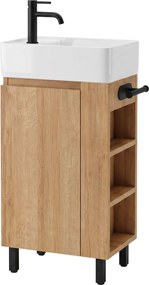 Rea Astra, umývadlová skrinka 430x260x825 mm s keramickým umývadlom, hnedá/biela, REA-M0404