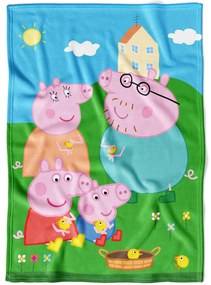 DETSKÁ FLEECOVÁ DEKA PEPPA PIG 150X200 CM VZOROVANÁ