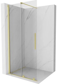 Mexen Velar, posuvné dvere do otvoru typ Walk-In 90 cm, 8mm číre sklo, zlatá matná, 871-090-000-03-55