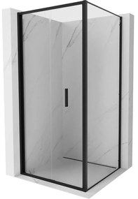 Mexen Exo, sprchovací kút so skladacími dverami 90 x 90 cm, 6mm číre sklo, čierny profil, 816-090-090-70-00