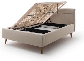 Béžová čalúnená dvojlôžková posteľ s úložným priestorom s roštom 140x200 cm Lotte – Meise Möbel