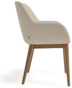 Béžové čalúnené jedálenské kreslo s podrúčkami Konna – Kave Home