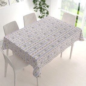 Biante Bavlnený obdĺžnikový obrus Sandra SA-348 Sivé popínavé kvety a modré pruhy 50x100 cm