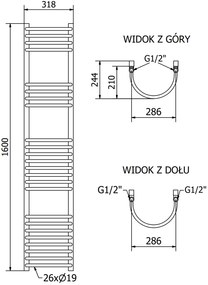 Mexen Eros, vykurovacie teleso 1600 x 318 mm, 549 W, čierna, W112-1600-318-00-70