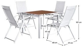 Záhradný set Numeral (biela + dub) (pre 4 osoby). Vlastná spoľahlivá doprava až k Vám domov. 1116423