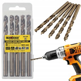 CROWNMAN Súprava 5 ks vrtákov M35 HSS 5% kobalt - 8mm