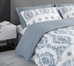 Bavlněné saténové povlečení PURE SATEEN 160x200 cm +2x 70x80 cm bílé/modré