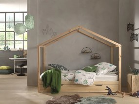 Dizajnová domčeková posteľ Dallas so zásuvkou z masívu borovica prírodná 170cm 90x200cm