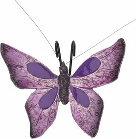 Závesný motýľ na kvetináč – fialový 13 × 10 cm