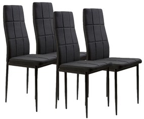 Súprava 4 stoličiek do jedálne, čierna