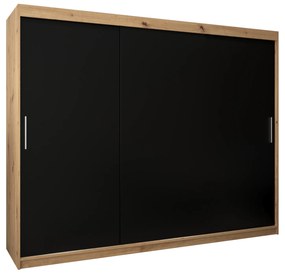 Šatníková skriňa 250 cm Toki (Dub artisan + Čierna matná). Akcia -40%. Vlastná spoľahlivá doprava až k Vám domov. 1064868