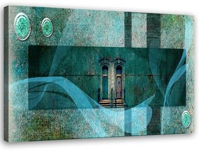 Obraz na plátně, Okna Abstrakce Tyrkysová - 120x80 cm