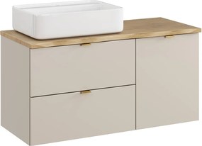 Závěsná skříňka Dalia Cashmere Nature Magic s košem na prádlo, deskou a umyvadlem 100 cm kašmírová/dub cremona