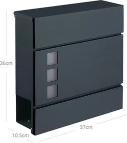 Poštová schránka s valcom na noviny MAIL, 37x10,5x33,5cm, antracitová SongmicsHome