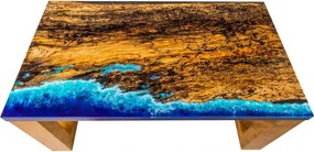 Konferenčný stolík - 91 x 51 cm - špaltovaný buk / epoxidová živica