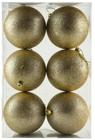 DECOLED Plastová guľa, 10 cm, šampanské, 6x trblietka