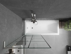 Mexen Next L, 1-krídlová vaňová zástena 80 x 150 cm, 6mm číre sklo-čierny vzor, 6mm číre sklo, profil brúsená oceľ, 895-080-000-03-77-97
