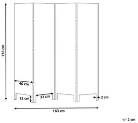 Drevený 4-dielny skladací paraván 170 x 163 cm tmavohnedý AVENES Beliani