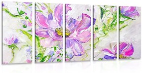5-dielny obraz moderné maľované letné kvety