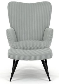 Relaxačné kreslo ušiak s taburetom ROYAL — kov, menčester, mentolová