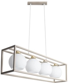 Závesné svietidlo Eliza Cage, 4x biele sklenené tienidlo v kovovom ráme