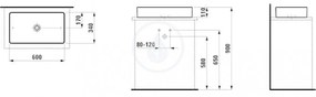 LAUFEN Living Umývadlová misa, 600 mm x 340 mm, biela – bez prepadu, bez otvoru na batériu H8114340001121