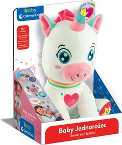 Roztomilý interaktívny plyšový jednorožec, svieti a spieva, v poľskom jazyku, Clementoni 50937