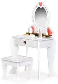 Veľký drevený detský toaletný stolík so zrkadlom