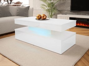 Konferenčný stolík Lestirola s LED osvetlením, Farba: biela / biely lesk