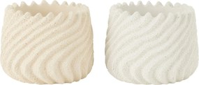 Biely a krémový cementový obal na kvetináč Maris - Ø 17*13,5 cm