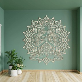 SENTOP | Drevená mandala joga žena – 3D obraz na stenu do obývačky | SENTOP PR0511
