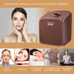 Prenosná parná sauna Spa s masážnym valcom na nohy a absorpčnou podložkou 9 nastaviteľných úrovní teploty Vnútorná kúpeľná kabína čierna Barva: Káva