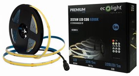 ECOLIGHT COB LED pásik 35W - 24V - 320 - 5M - 6000k - studená farba + diaľkový ovládač