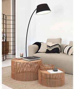 Čierna stojacia lampa s textilným tienidlom (výška 210 cm) Juhe – Kave Home