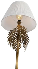 Stojaca lampa zlatá 145 cm s riaseným tienidlom bielym 45 cm - Botanica