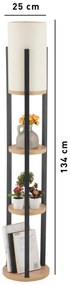 Stojací lampa Nora II černá/přírodní dub