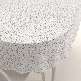 Biante Bavlnený oválny obrus Sandra SA-004 Fialové ružičky 100x140 cm