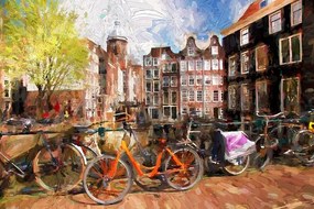 Samolepiaca tapeta kreslený Amsterdam - 150x100