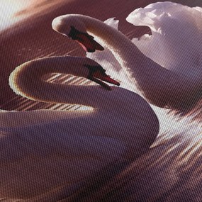 Obraz - Labute na jazere (120x50 cm)