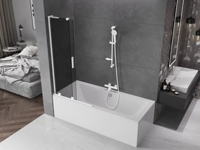 Mexen Velar L, 2-krídlová posuvná vaňová zástena 90 x 150 cm, 8mm šedé sklo, biela matná, 896-090-003-41-20
