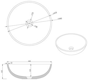 Tmavosivé betónové okrúhle umývadlo ø 44 cm Turf – Sapho