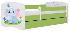 Letoss Detská posteľ BABY DREAMS 160/80- Sloník Zelená S matracom Bez uložného priestoru