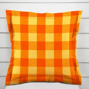 Biante Bavlnená obliečka na vankúš s lemom Olivia OL-003 Oranžovo-žltá kocka veľká 30 x 50 cm
