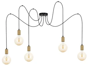 Belis Luster na lanku MIROS 5xE27/60W/230V pavúk čierna/zlatá BE0762