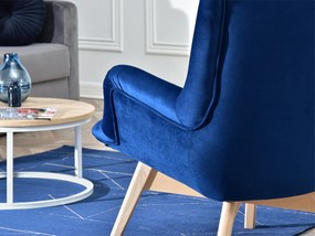Relaxačné kreslo Florentino (tmavomodrá + buk). Akcia -20%. Vlastná spoľahlivá doprava až k Vám domov. 1135728