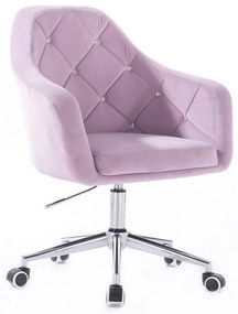 LuxuryForm DESIGN Kreslo ROMA VELUR na striebornej podstave s kolieskami - levanduľa