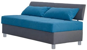 Jednolôžková posteľ (váľanda) 90 cm Blanár Roman (sivá + modrá) (s matracom z HR peny) (s úložným priestorom). Vlastná spoľahlivá doprava až k Vám domov. 1018141